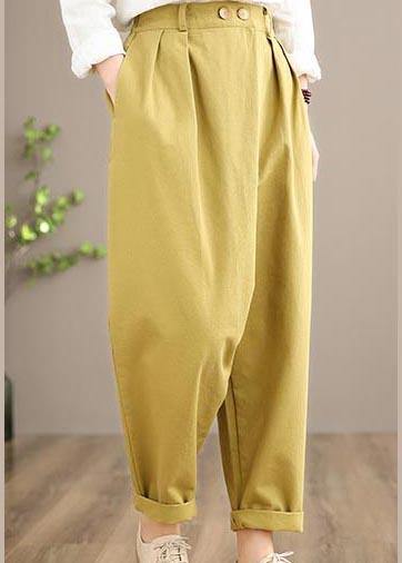 100% Yellow Jeans Fall Fashion Spring Button Down Sewing Pants - SooLinen