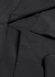 100% black Cotton clothes For Women asymmetric daily summer Dress - SooLinen