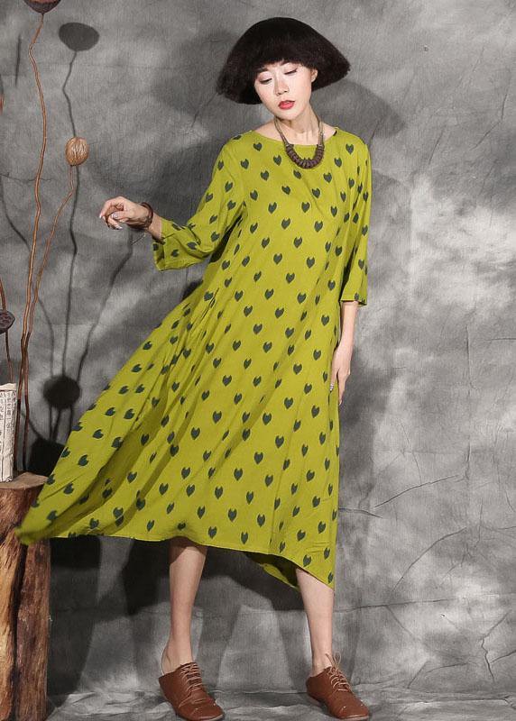 100% dotted linen clothes For Women design yellow Dresses summer - SooLinen