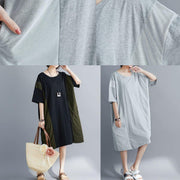 100% o neck patchwork cotton tunics for women Photography white long Dresses summer - SooLinen