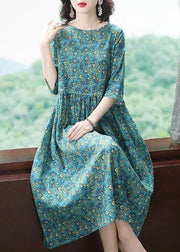 Fine Cotton Dress Plus Size Clothing Floral Printed Summer Dress