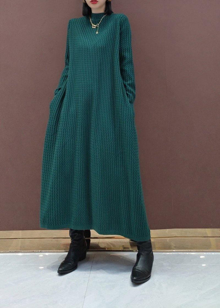 Chunky O Neck Sweater Dress Outfit Vintage Funny Knitted Dress - SooLinen