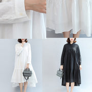 2024 autumn black butterfly hem cotton dresses oversize casual maxi dress