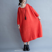 2021 Herbst dicke rote Pulloverkleider plus lässiges Strickkleid in Übergröße
