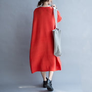 2021 autumn thick red sweater dresses plus size casual knit dress