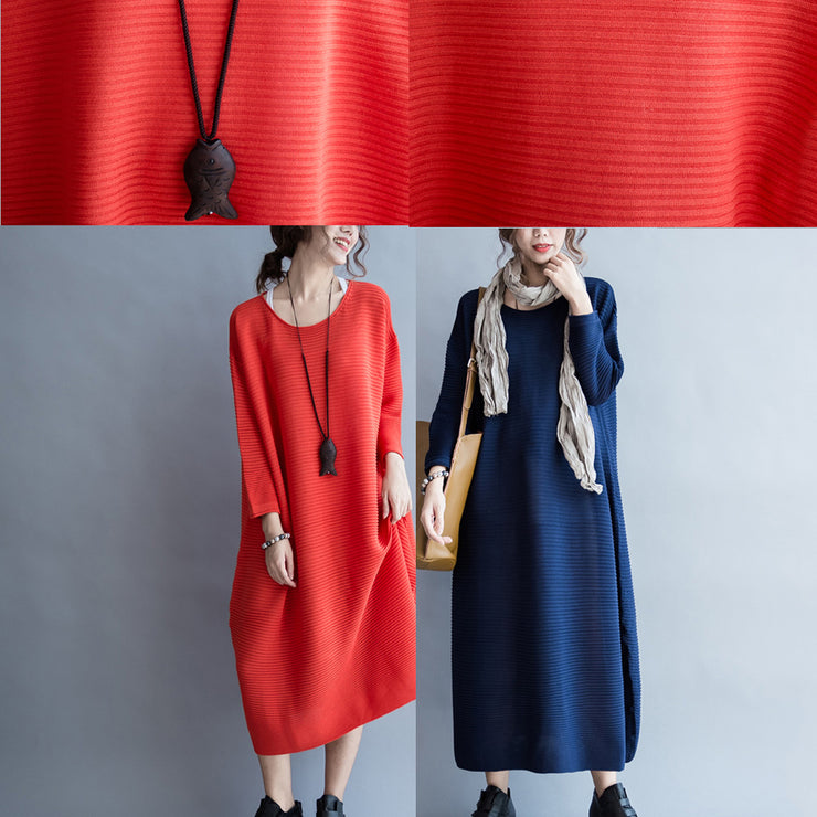 2021 Herbst dicke rote Pulloverkleider plus lässiges Strickkleid in Übergröße