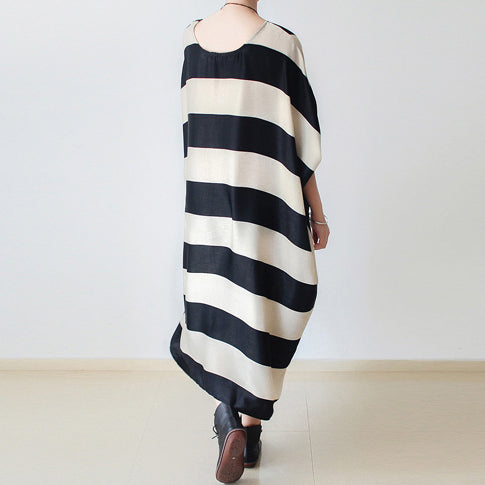 2021 autumn trend stripe baggy dresses silk plus size caftans oversized cotton gown