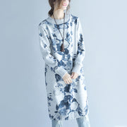 2021 autumn winter gray print woolen knit dresses plus size  fit sweater dress side open