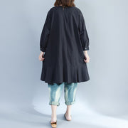 2024 baggy loose black prints cotton dresses plus size long  fit a line dress