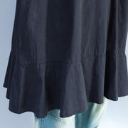 2024 baggy loose black prints cotton dresses plus size long  fit a line dress