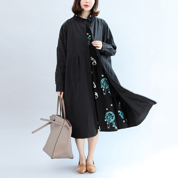 2021 schwarzer lässiger Baumwollmantel plus Größe einzigartige Outwear Langarm-Kleidung