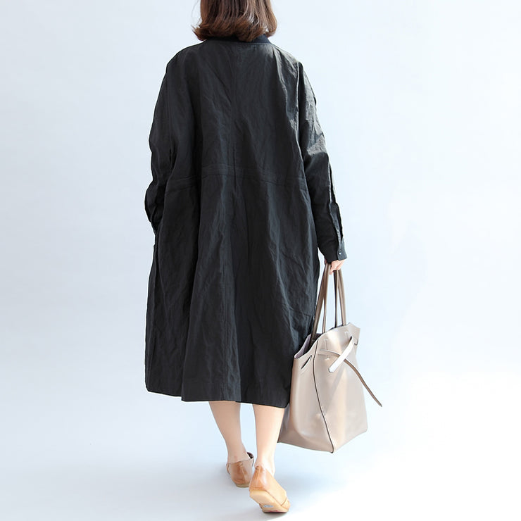 2021 black casual cotton coat plus size unique outwear long sleeve clothes