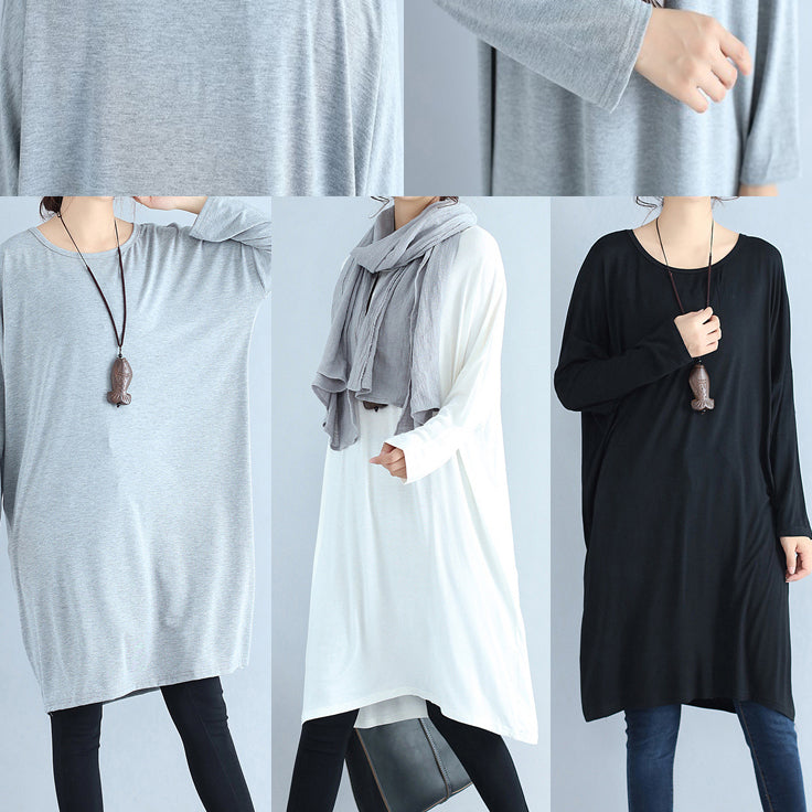 2021 schwarze lässige Pulloverkleider aus Baumwolle plus Größe festes Umstandskleid mit O-Ausschnitt