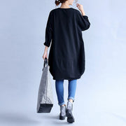 2024 black prints cotton casual dresses oversize big pockets traveling dress