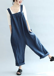 2021 blue casual linen pants oversize stylish jumpsuit pants