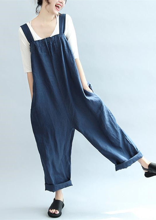 2024 blue casual linen pants oversize stylish jumpsuit pants