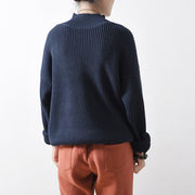 2021 blue chunky winter sweaters short knit tops oversized knit pullover