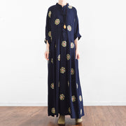 2021 fall Navy embroidered chiffon dresses oversized chiffon gown caftans traveling