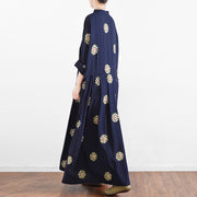 2024 fall Navy embroidered chiffon dresses oversized chiffon gown caftans traveling