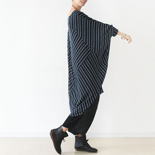 2021 Herbst O-Form Streifenkleider plus Größe Baumwollkleid Kaftane Hemden