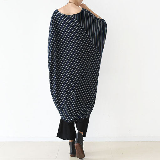 2021 Herbst O-Form Streifenkleider plus Größe Baumwollkleid Kaftane Hemden