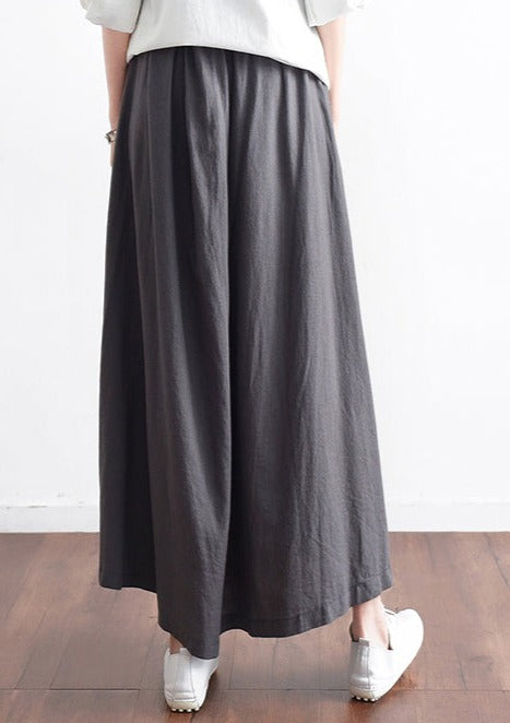 2021 Fall Black Plus Size Linen Skirts Oversize Pleated Skirts Long