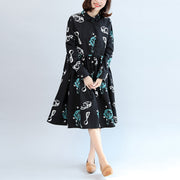 2024 fall black print cotton outwear plus size casual long sleeve warm clothes
