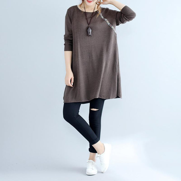 2021 fall fashion cotton women sweater dresses oversize chocolate cozy knit dress