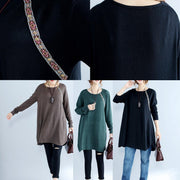 2024 fall fashion cotton women sweater dresses oversize chocolate cozy knit dress