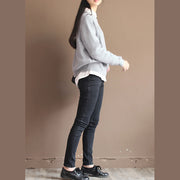 2024 fall gray cotton knit tops oversize casual batwing sleeve sweater pullover