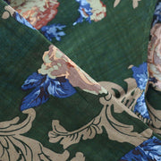 2021 fall green floral tunic linen dresses long cotton maxi dress gown