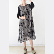 fall layered black maxi dresses plus size plum flower print chiffon dress layered caftans