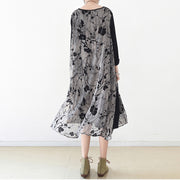 fall layered black maxi dresses plus size plum flower print chiffon dress layered caftans