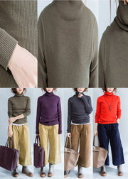 2024 fall purple casual cotton knit tops plus size  fit sweater