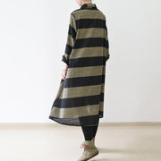 2021 fall strip linen maxi dresses plus size casual cotton caftans gown