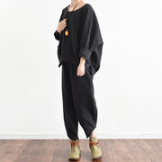 2021 fall trend outfits plus size black linen suits cute linen tops with pants