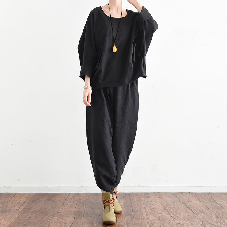 2021 fall trend outfits plus size black linen suits cute linen tops with pants