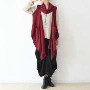 2021 fall winter  scarf vest red linen tops original design linen outfits