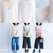 2024 fashion cotton knit tops ruffles oversize v neck sweaters