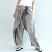 2024 khaki linen pants oversize elastic waist traveling pants