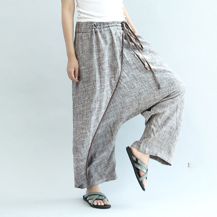 2021 khaki linen pants oversize elastic waist traveling pants