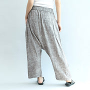 2024 khaki linen pants oversize elastic waist traveling pants