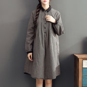 2021 Revers Baumwolle warme mittlere Kleider übergroßes lässiges Baumwollkleid mit hoher Taille