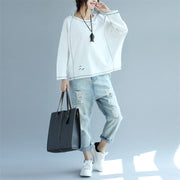 2024 new white cotton fashion tops plus size stylish pullover