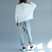2021 neue weiße Baumwoll-Mode-Tops plus stylischer Pullover in Übergröße