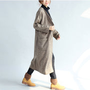 2024 vintage pockets khaki cotton long cardigans oversize long sleeve trench coats