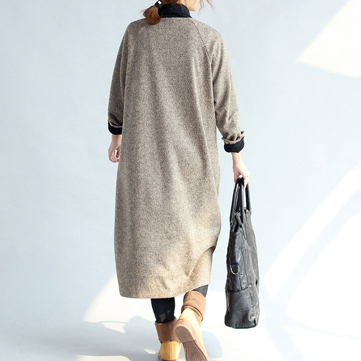 2021 Vintage-Taschen, lange Strickjacken aus khakifarbener Baumwolle, übergroße Trenchcoats mit langen Ärmeln