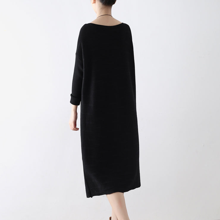2024 winter black sweater dresses plus size knit dress warm cotton winter clothing outwear