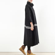 2021 Winter schwarze dicke Baumwoll-Sweatkleider plus Größe Winterkleid warmer Velours innen