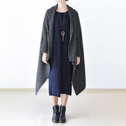 2024 winter gray knit sweater woolen cardigans plus size cape warm coats